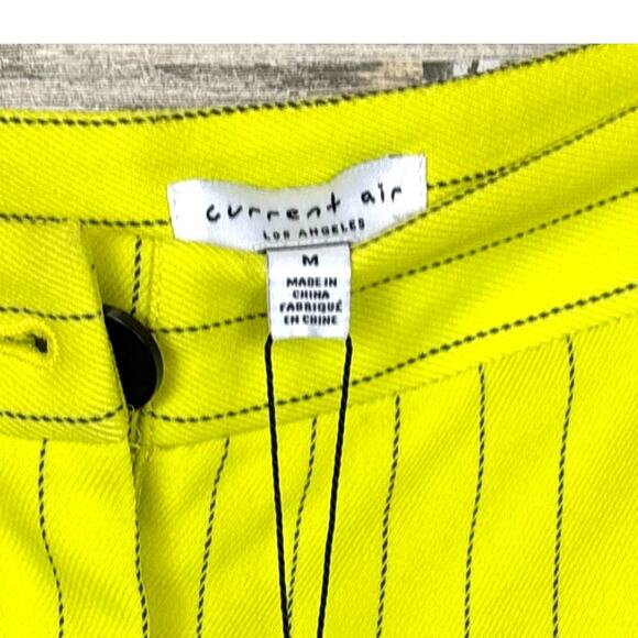 Current Air LA Women’s M Lime Green Pinstripe Wide Leg Low Rise Pants NEW - Picture 4 of 6